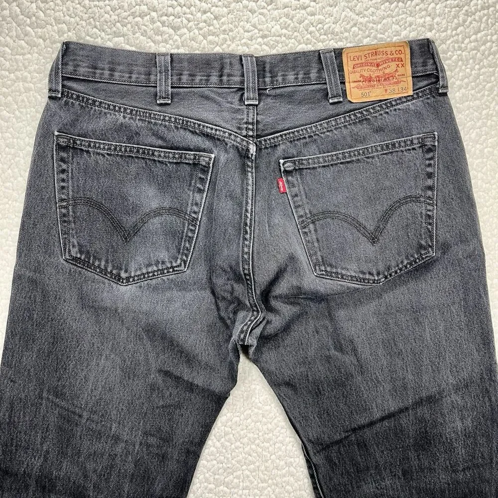 Vintage Levi’s 501 Jeans Men‎ 38x34 (Actual 35x33) Black Straight Classic Grunge